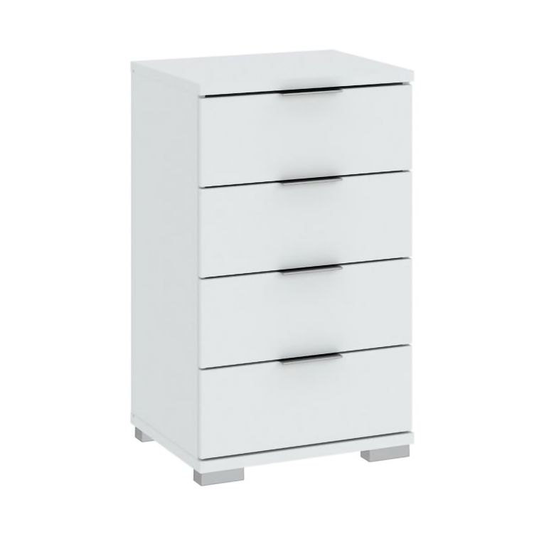 Cassettiera Bianco 4 Cassetti Apertura Scorrevole 46x42x79h cm, Chiusura Scorrevole - Laka