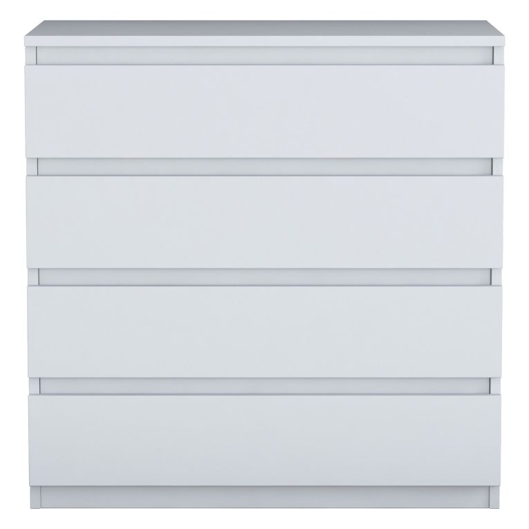 Cassettiera Bianco 4 Cassetti Apertura Scorrevole 80x47x98h cm, Chiusura Scorrevole - Gorle