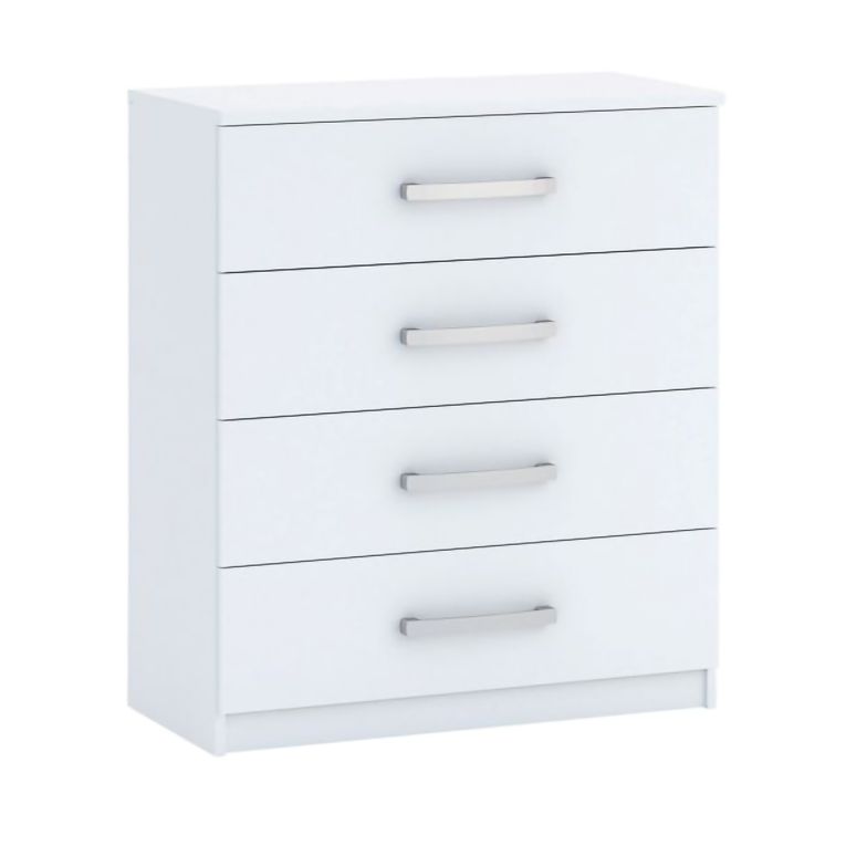 Cassettiera Bianco 4 Cassetti Apertura Scorrevole 83x43x97h cm, Chiusura Scorrevole - Laga
