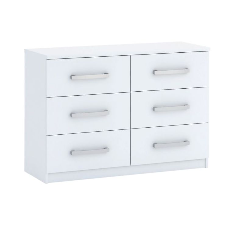 Cassettiera Bianco 6 Cassetti Apertura Scorrevole 112x43x79h cm, Chiusura Scorrevole - Laganaro