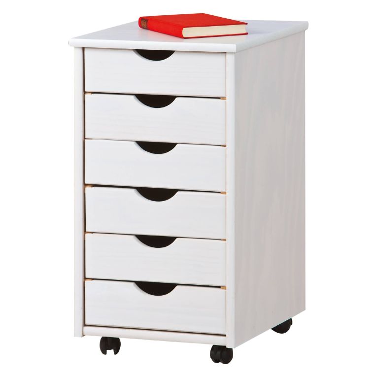 Cassettiera Bianco 6 Cassetti Apertura Scorrevole 36x40x65h cm, Chiusura Scorrevole - Oyace