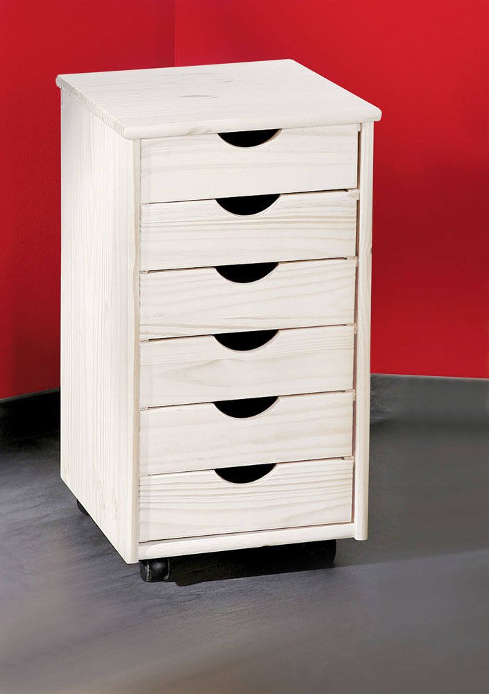 Cassettiera Bianco 6 Cassetti Apertura Scorrevole 36x40x65h cm, Chiusura Scorrevole - Oyace