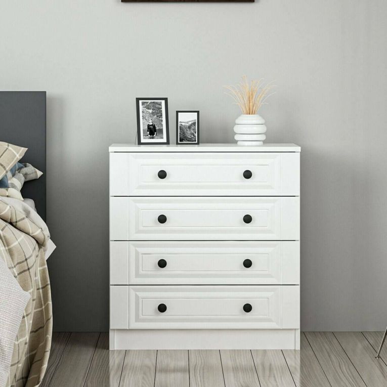 Cassettiera Bianco 7 Cassetti Apertura Scorrevole 72x42x77h cm, Chiusura Scorrevole - Gardo