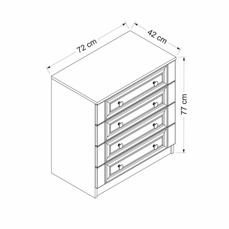 Cassettiera Bianco 7 Cassetti Apertura Scorrevole 72x42x77h cm, Chiusura Scorrevole - Gardo