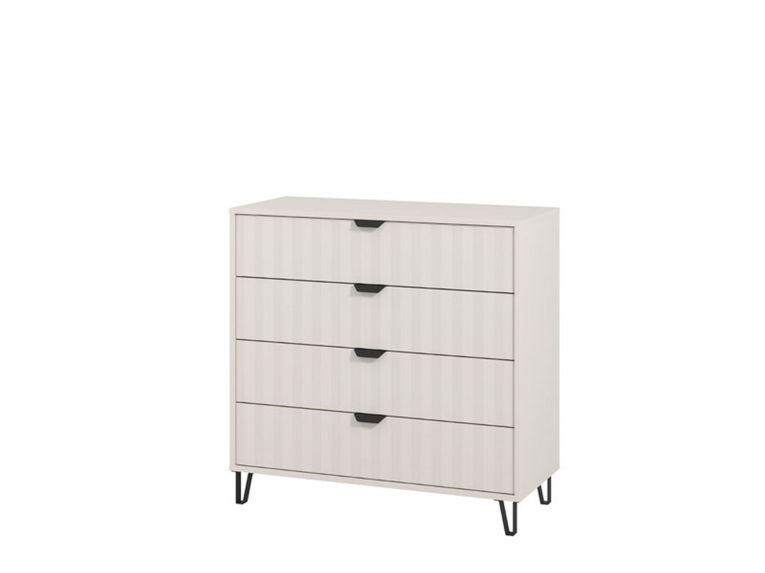 Cassettiera Bianco Grigio 4 Cassetti Apertura Scorrevole 93x40x90.5h cm, Chiusura Scorrevole - Maggiora