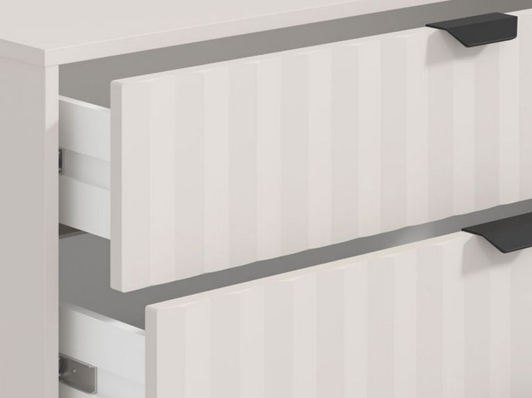 Cassettiera Bianco Grigio 4 Cassetti Apertura Scorrevole 93x40x90.5h cm, Chiusura Scorrevole - Maggiora