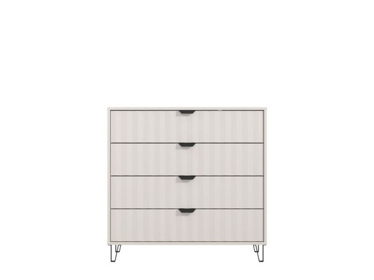 Cassettiera Bianco Grigio 4 Cassetti Apertura Scorrevole 93x40x90.5h cm, Chiusura Scorrevole - Maggiora