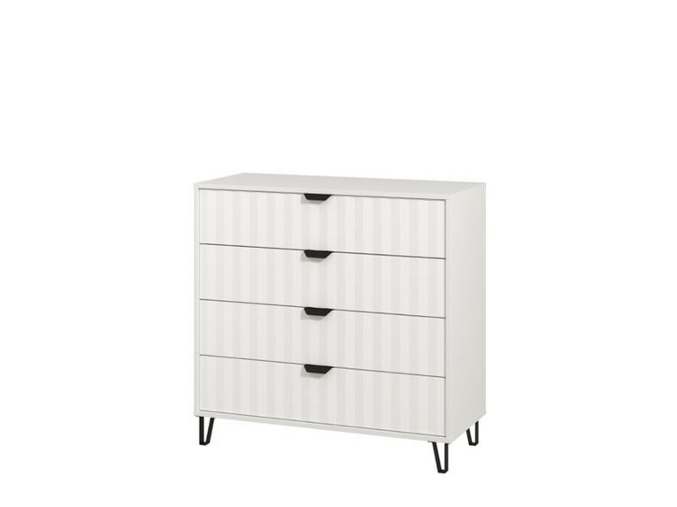 Cassettiera Bianco Grigio 4 Cassetti Apertura Scorrevole 93x40x90h cm, Chiusura Scorrevole - Maggiora