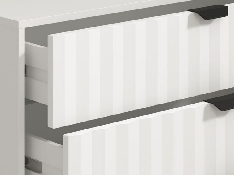Cassettiera Bianco Grigio 4 Cassetti Apertura Scorrevole 93x40x90h cm, Chiusura Scorrevole - Maggiora