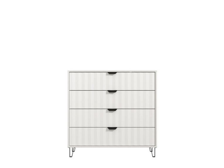 Cassettiera Bianco Grigio 4 Cassetti Apertura Scorrevole 93x40x90h cm, Chiusura Scorrevole - Maggiora