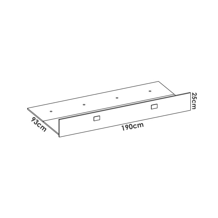 Cassettiera Bianco Marrone Rovere un Cassetto Apertura Scorrevole 190x93x25h cm, Chiusura Scorrevole - Caudina