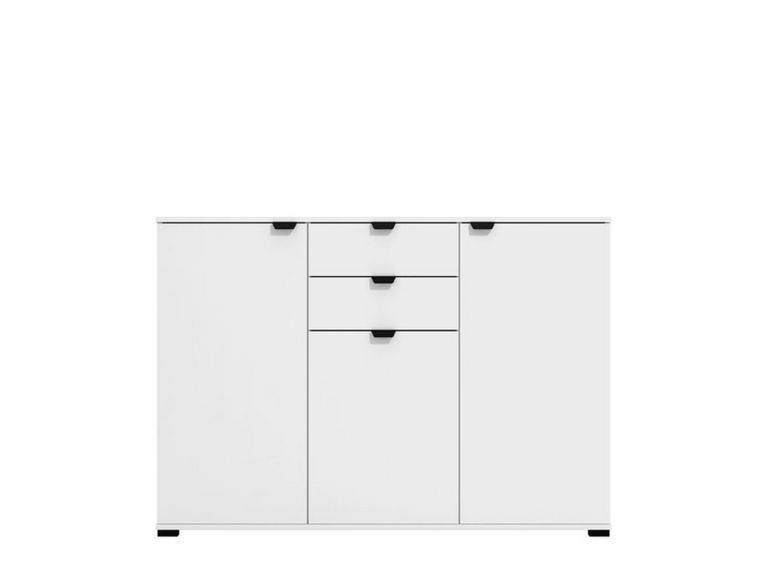 Cassettiera Bianco Nero 2 Cassetti Apertura Battente, Scorrevole 135x40x95h cm, Chiusura Battente, Scorrevole - Mainarda