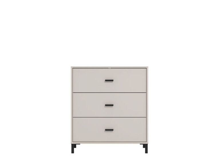 Cassettiera Bianco Nero 3 Cassetti Apertura Scorrevole 80x40x90h cm, Chiusura Scorrevole - Portio