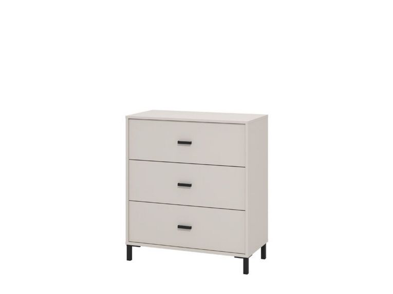 Cassettiera Bianco Nero 3 Cassetti Apertura Scorrevole 80x40x90h cm, Chiusura Scorrevole - Portio