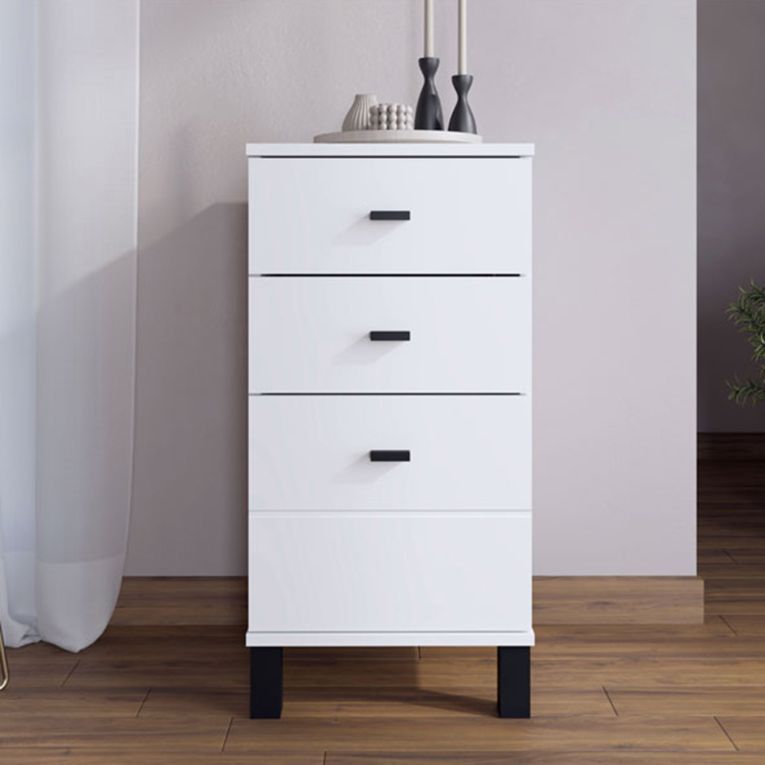 Cassettiera Bianco Nero 3 Cassetti con Piedini 39x35x78h cm, Apertura Scorrevole - Vilcab