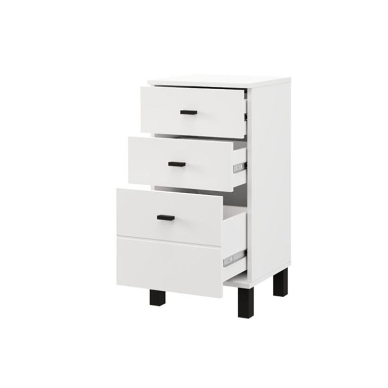 Cassettiera Bianco Nero 3 Cassetti con Piedini 39x35x78h cm, Apertura Scorrevole - Vilcab