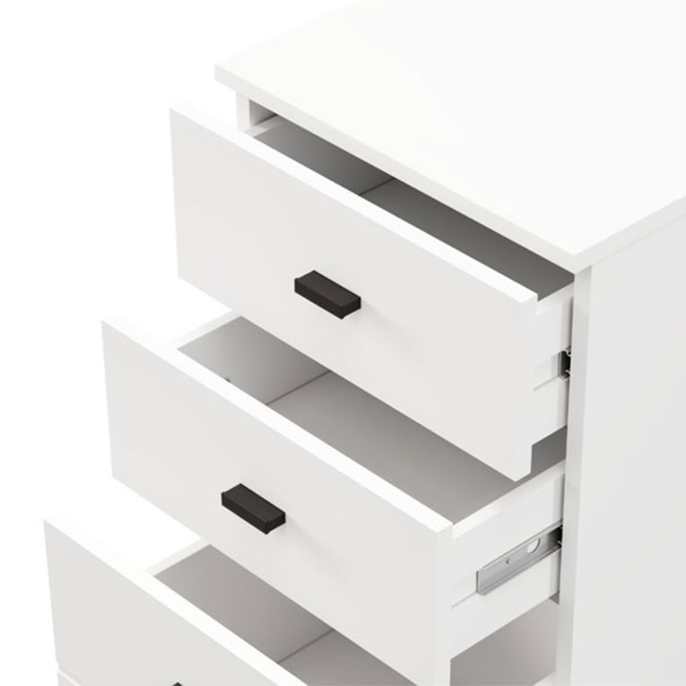 Cassettiera Bianco Nero 3 Cassetti con Piedini 39x35x78h cm, Apertura Scorrevole - Vilcab