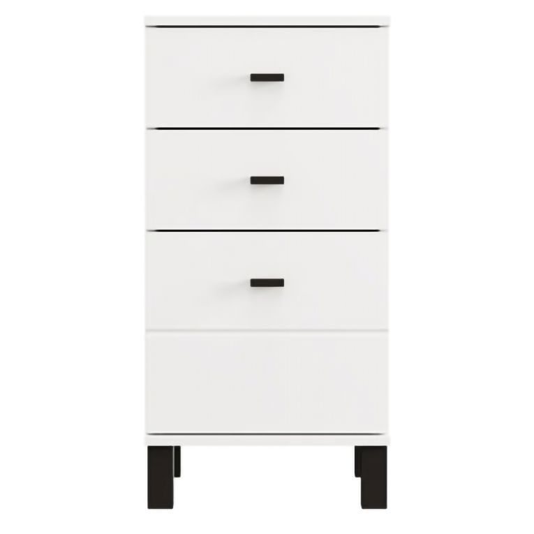 Cassettiera Bianco Nero 3 Cassetti con Piedini 39x35x78h cm, Apertura Scorrevole - Vilcab