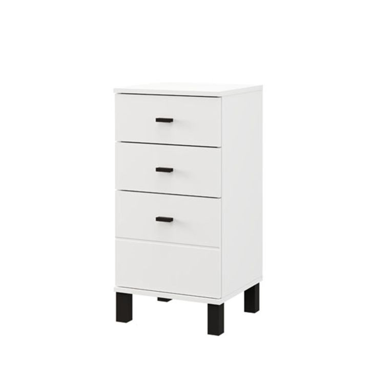 Cassettiera Bianco Nero 3 Cassetti con Piedini 39x35x78h cm, Apertura Scorrevole - Vilcab