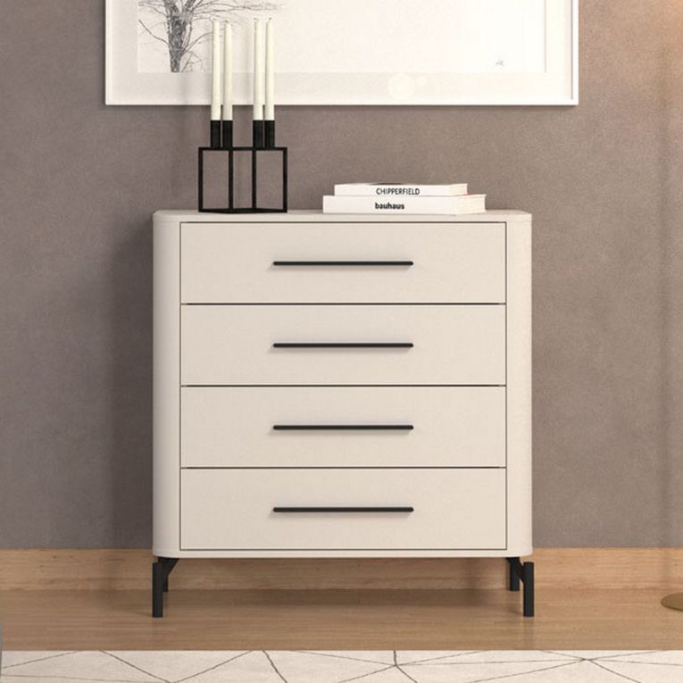 Cassettiera Bianco Nero 4 Cassetti Apertura Scorrevole 90x40x94h cm, Chiusura Scorrevole - Mogoro