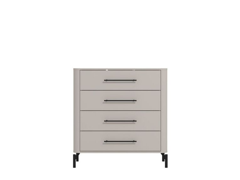 Cassettiera Bianco Nero 4 Cassetti Apertura Scorrevole 90x40x94h cm, Chiusura Scorrevole - Mogoro