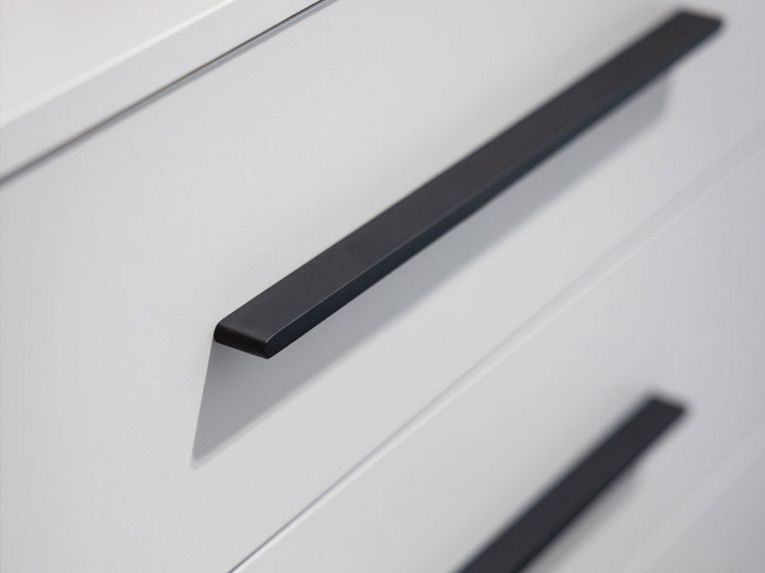 Cassettiera Bianco Nero 4 Cassetti Apertura Scorrevole 90x40x94h cm, Chiusura Scorrevole - Mogoro