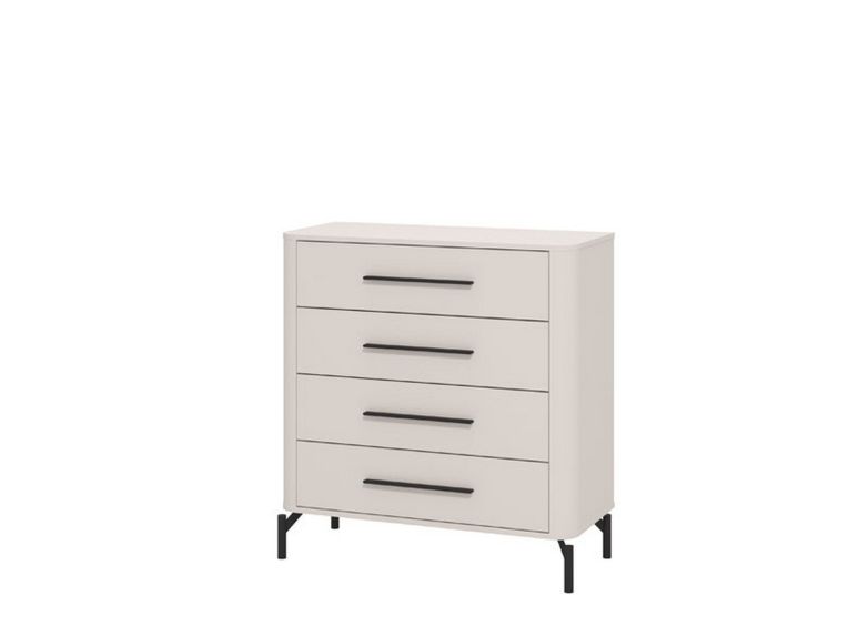 Cassettiera Bianco Nero 4 Cassetti Apertura Scorrevole 90x40x94h cm, Chiusura Scorrevole - Mogoro