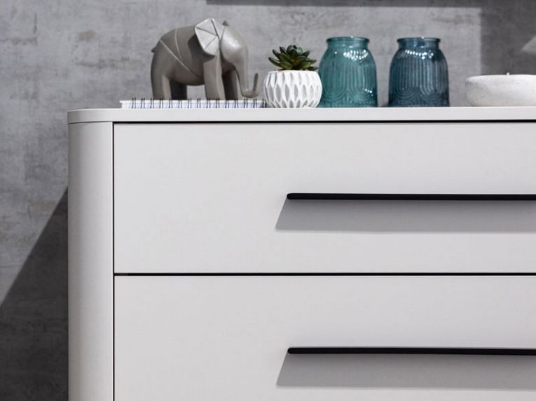 Cassettiera Bianco Nero 4 Cassetti Apertura Scorrevole 90x40x94h cm, Chiusura Scorrevole - Mogoro