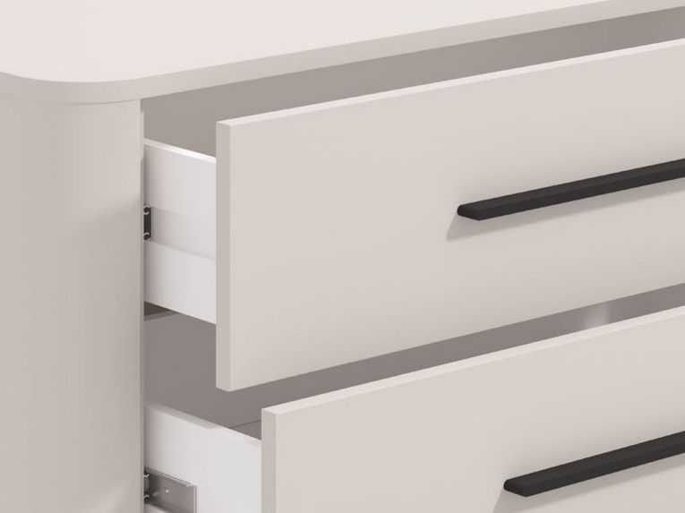 Cassettiera Bianco Nero 4 Cassetti Apertura Scorrevole 90x40x94h cm, Chiusura Scorrevole - Mogoro