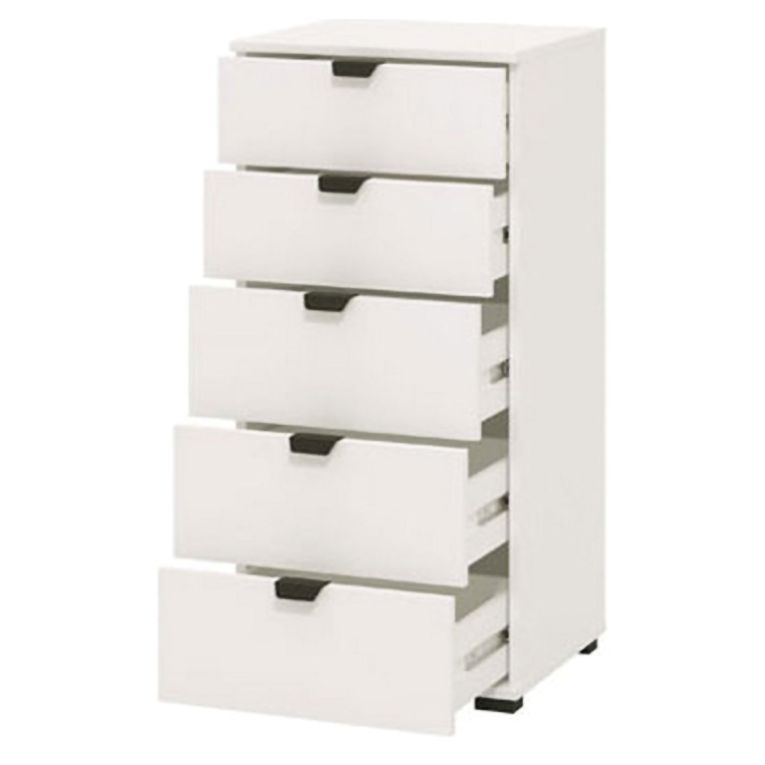 Cassettiera Bianco Nero 5 Cassetti Apertura Scorrevole 45x40x95h cm, Chiusura Scorrevole - Mainarda
