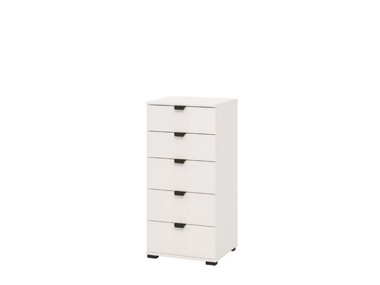 Cassettiera Bianco Nero 5 Cassetti Apertura Scorrevole 45x40x95h cm, Chiusura Scorrevole - Mainarda