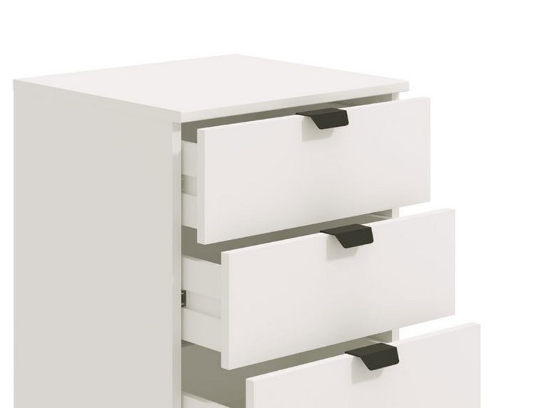 Cassettiera Bianco Nero 5 Cassetti Apertura Scorrevole 45x40x95h cm, Chiusura Scorrevole - Mainarda