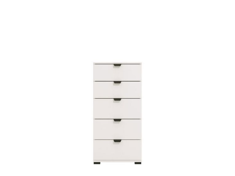 Cassettiera Bianco Nero 5 Cassetti Apertura Scorrevole 45x40x95h cm, Chiusura Scorrevole - Mainarda