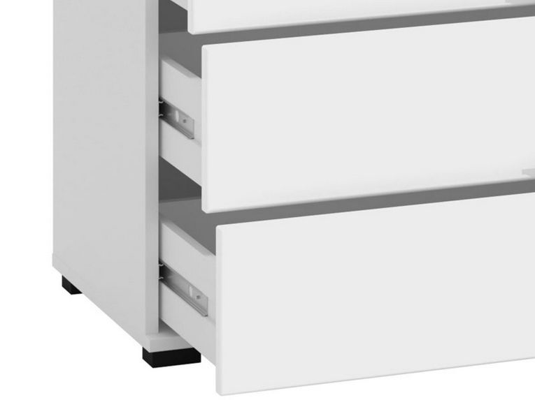 Cassettiera Bianco Nero 5 Cassetti Apertura Scorrevole 90x40x95h cm, Chiusura Scorrevole - Mainarda