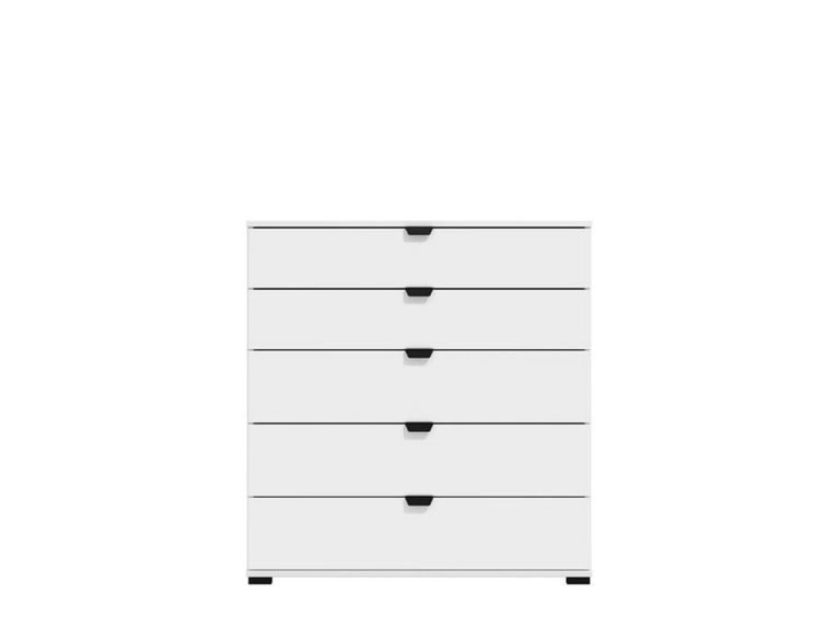 Cassettiera Bianco Nero 5 Cassetti Apertura Scorrevole 90x40x95h cm, Chiusura Scorrevole - Mainarda