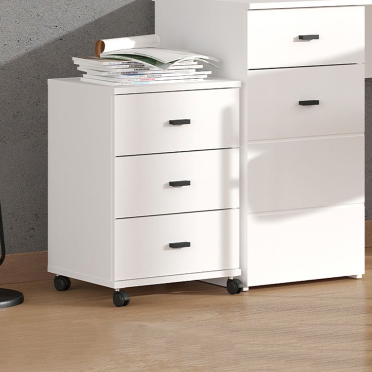 Cassettiera Bianco Opaco Nero 3 Cassetti con Ruote 39x35x56h cm, Apertura Scorrevole - Kaza