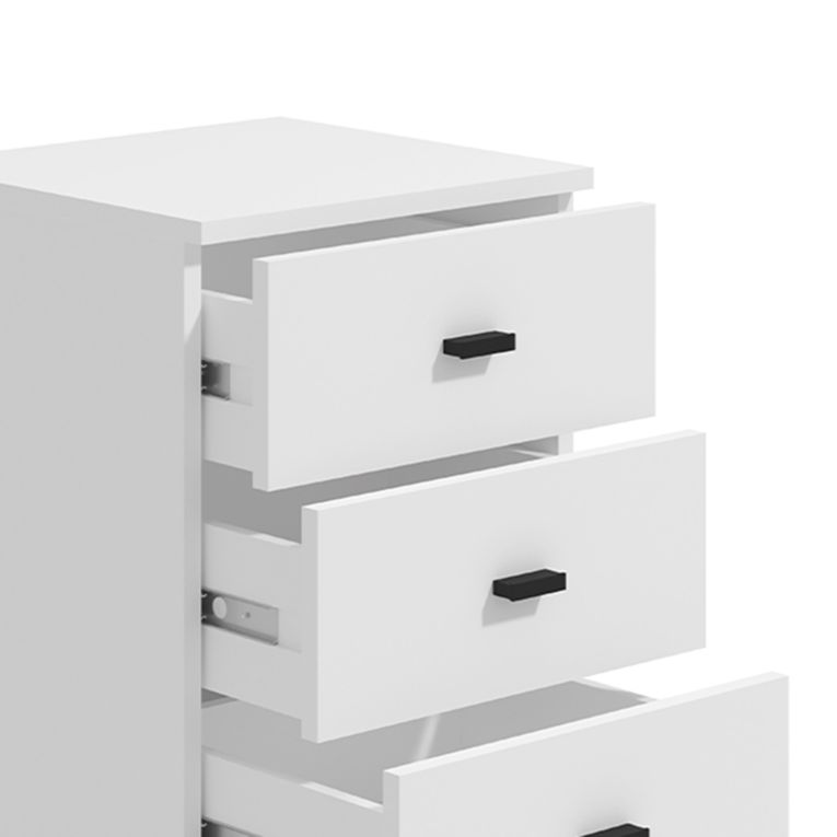 Cassettiera Bianco Opaco Nero 3 Cassetti con Ruote 39x35x56h cm, Apertura Scorrevole - Kaza