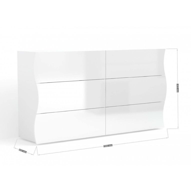 Cassettiera camera da letto bianca lucida 155x81h cm - Aton