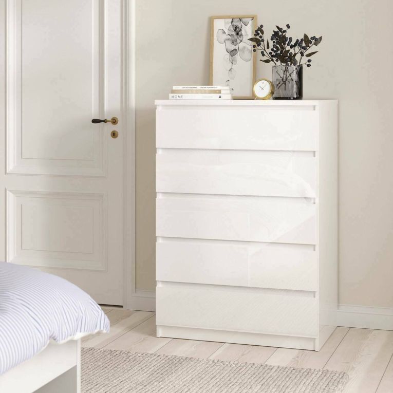 Cassettiera cassetti grandi bianca lucida 77x111h cm - Ansel