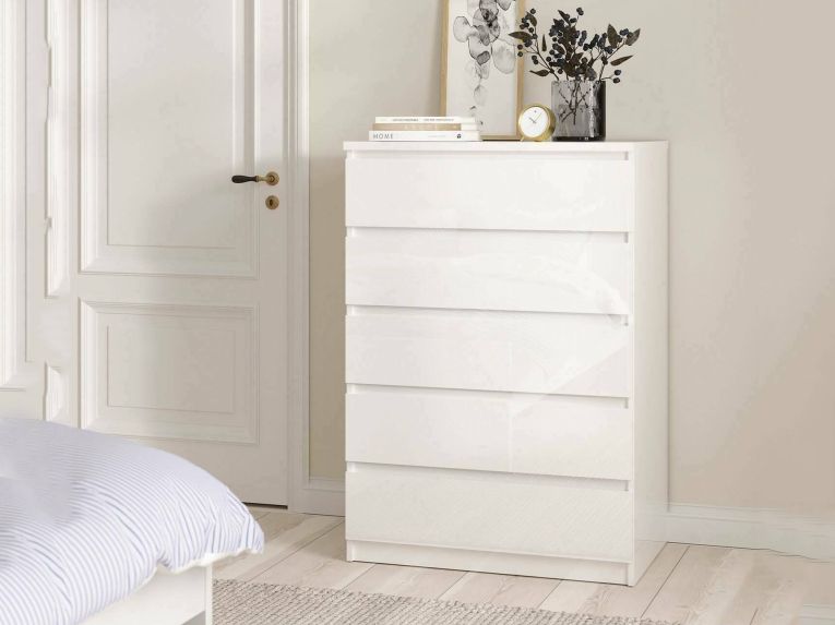 Cassettiera cassetti grandi bianca lucida 77x111h cm - Ansel