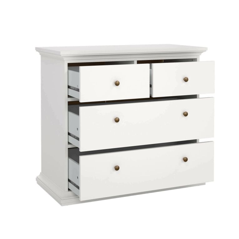 Cassettiera Clairett, Settimino multiuso, Comò camera da letto, Mobile con cassetti, 96x49 h87 cm, Bianco