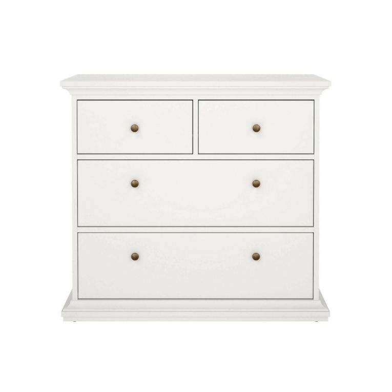 Cassettiera Clairett, Settimino multiuso, Comò camera da letto, Mobile con cassetti, 96x49 h87 cm, Bianco