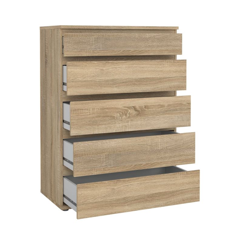Cassettiera Clarice, Settimino multiuso, Comò camera da letto, Mobile con cassetti, 77x40 h107 cm, Quercia