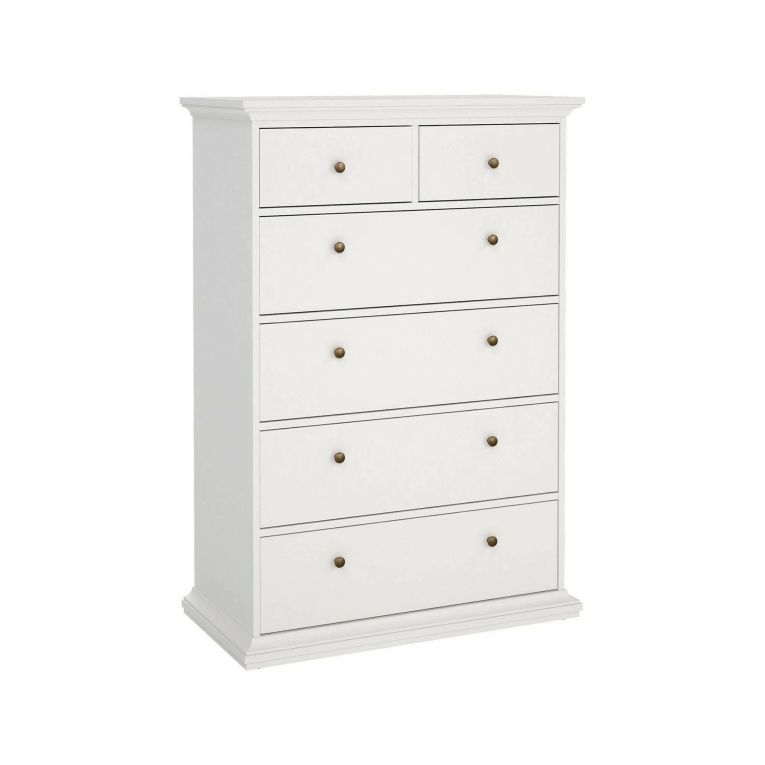Cassettiera Colombe, Settimino multiuso, Comò camera da letto, Mobile con cassetti, 96x49 h139 cm, Bianco