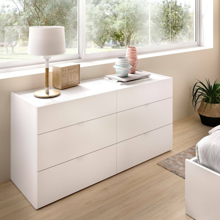 Cassettiera con maniglie bianca 120x62h cm - Avana