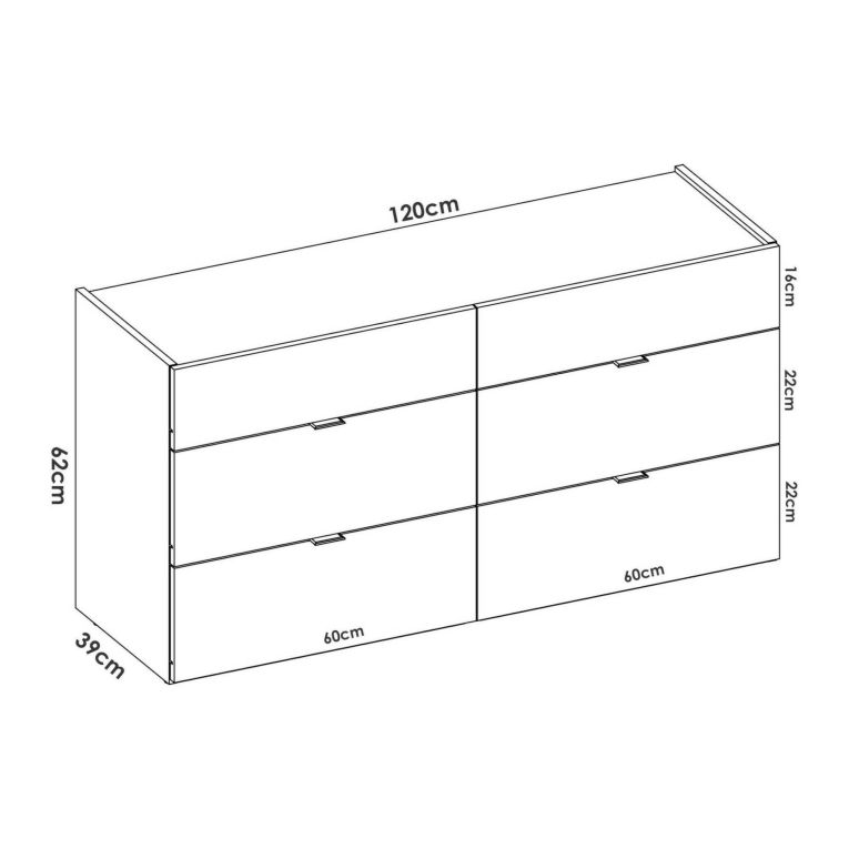Cassettiera con maniglie bianca 120x62h cm - Avana