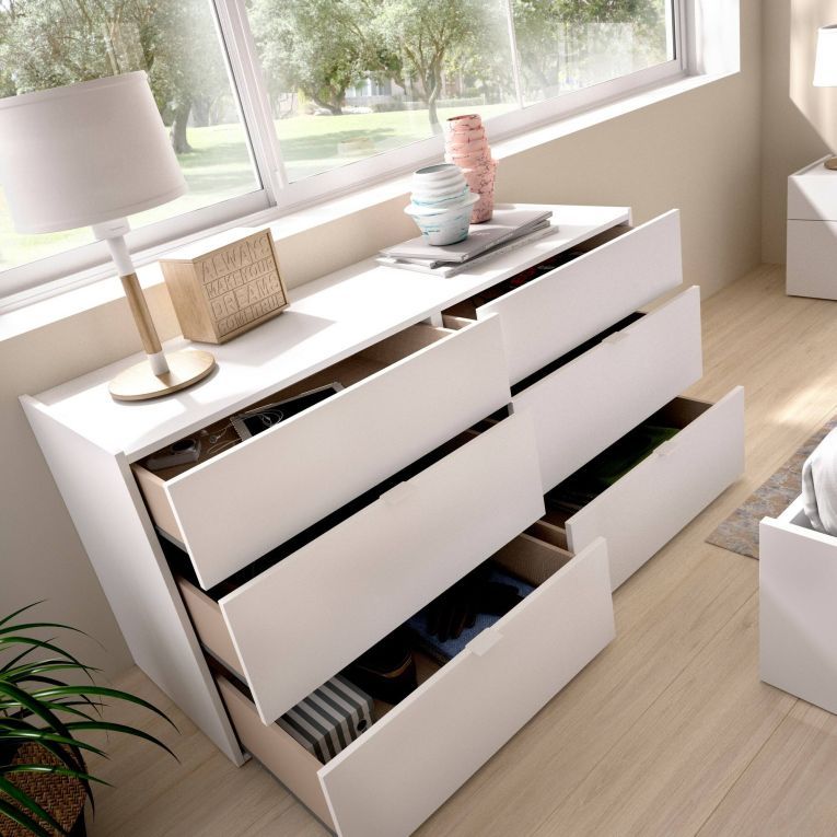 Cassettiera con maniglie bianca 120x62h cm - Avana