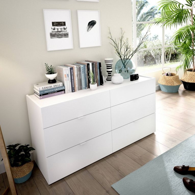 Cassettiera con maniglie bianca 120x62h cm - Avana