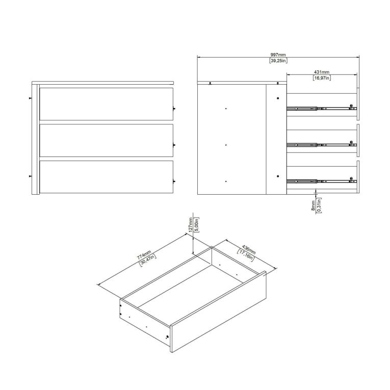 Cassettiera con maniglie bianca 87x69h cm - Boulogne