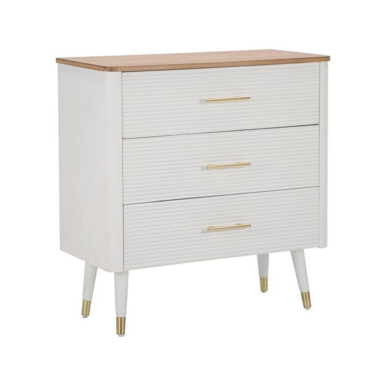 Cassettiera con maniglie bianca e marrone 78x80h cm - Phaidone